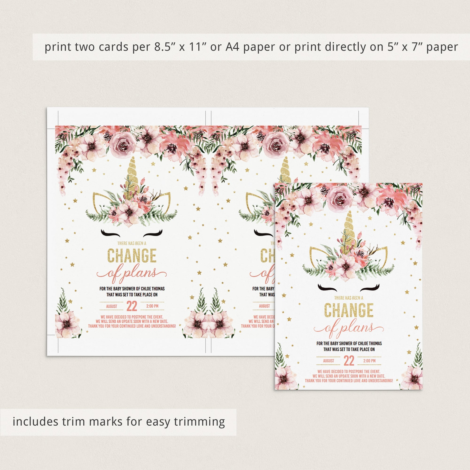 Pink floral baby shower postponement announcement by LittleSizzle