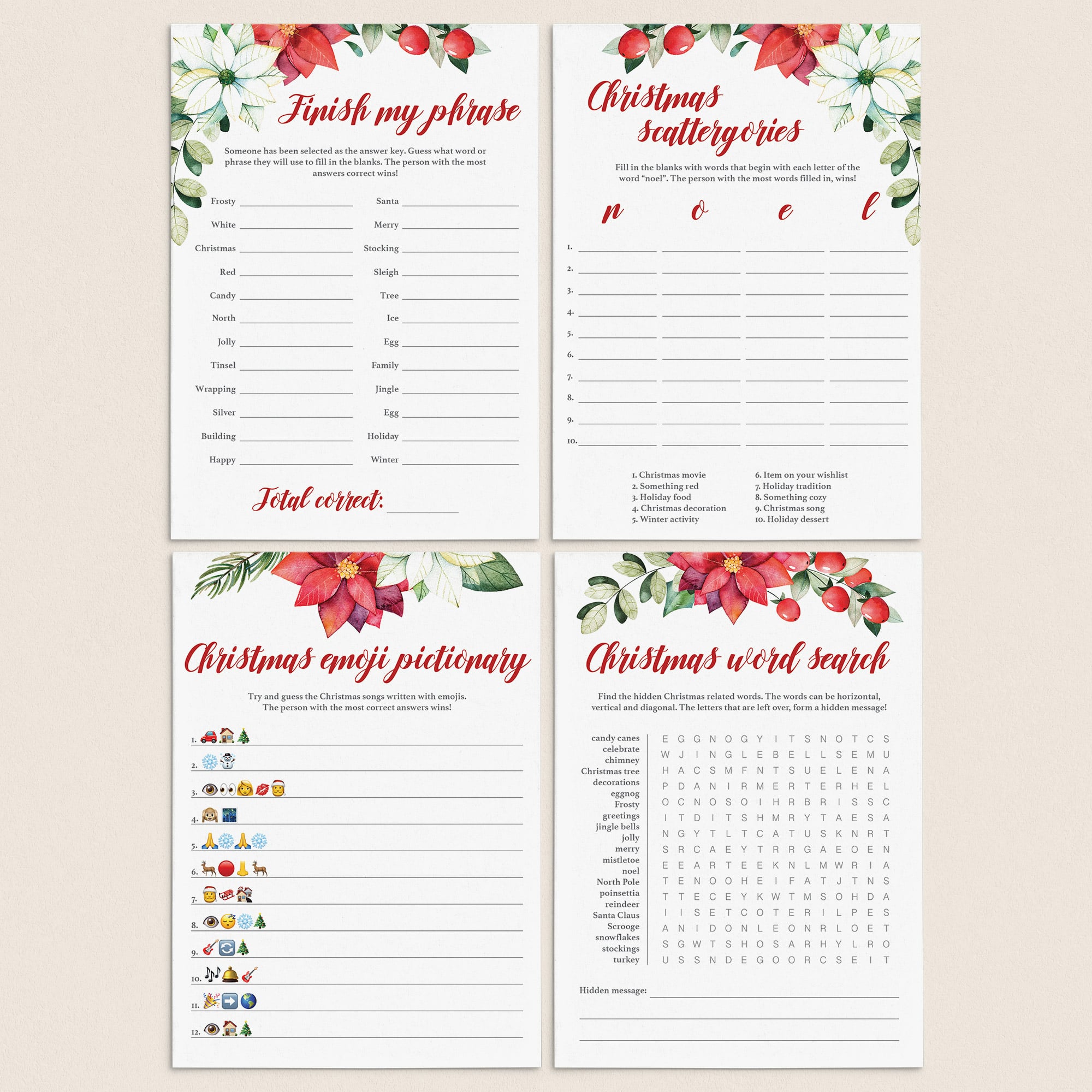 Popular Christmas Games Bundle Instant Download by LittleSizzle