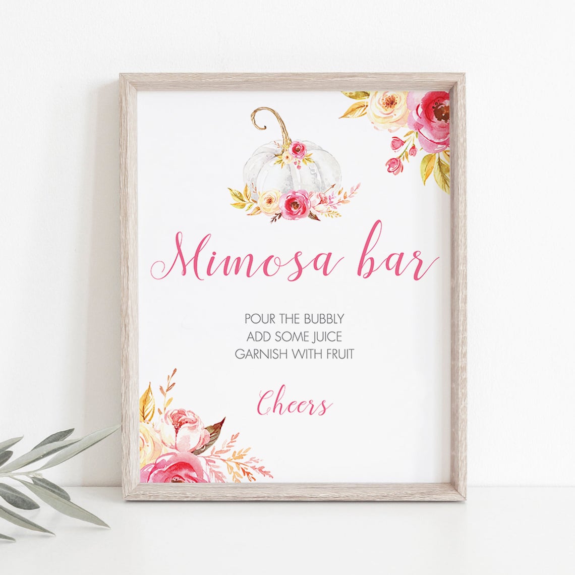 Pink pumpkin mimosa bar table sign by LittleSizzle