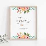 Bohemian Favors Table Sign Printable