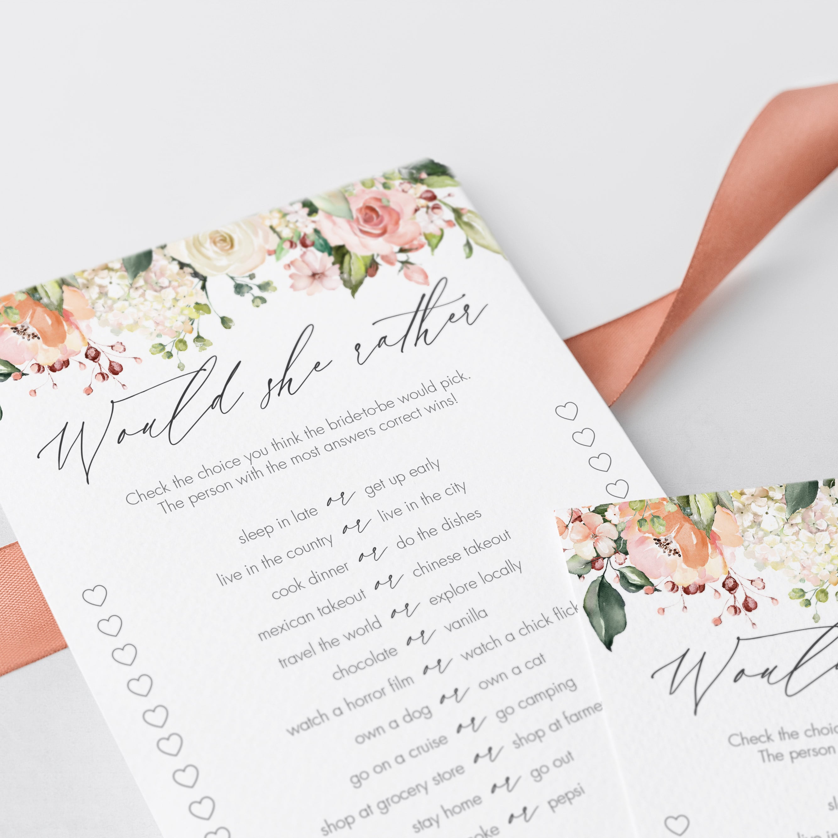 floral wedding shower games would she rather