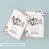 Blush Flowers Baby Shower Invitation Template