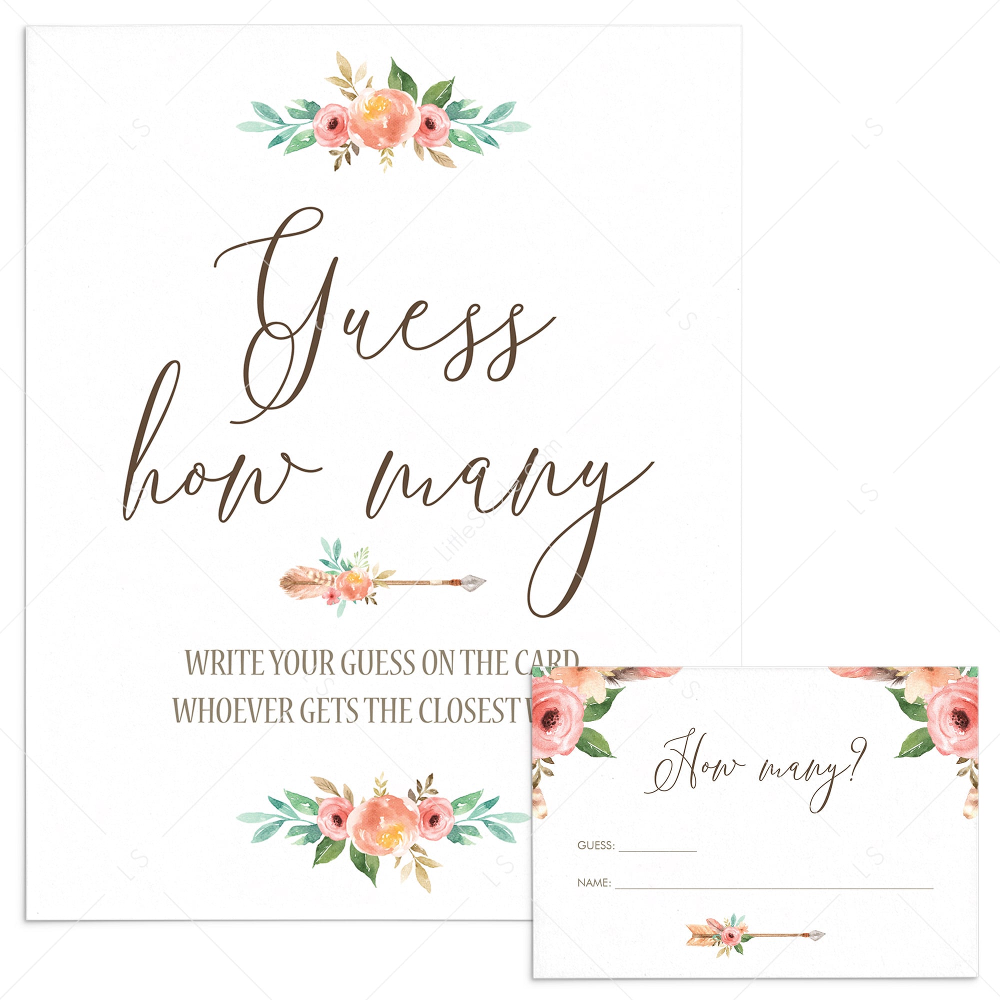 Guess How Many Game Printable Floral Theme by LittleSizzle