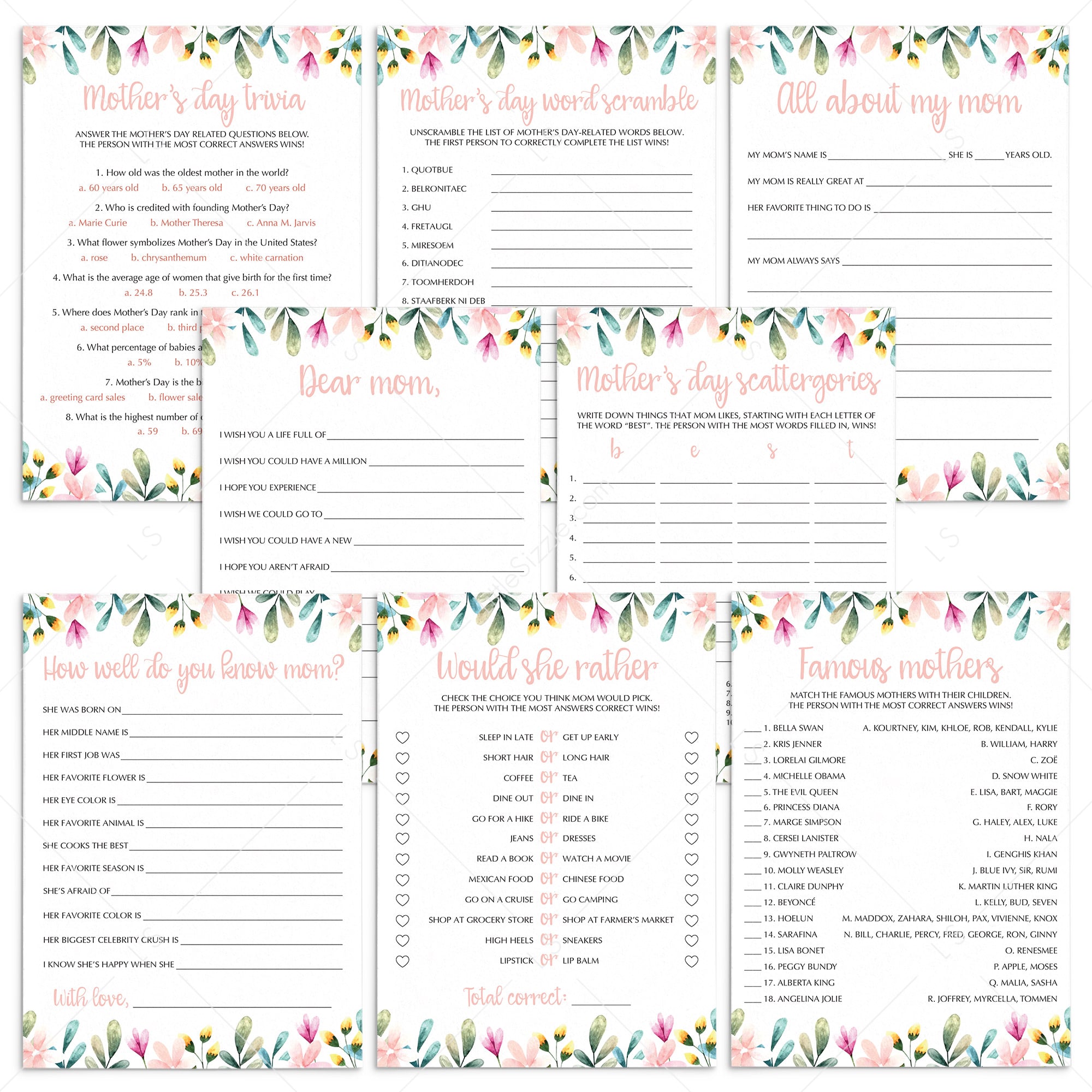 The Ultimate Mothers Day Activities Bundle for Family by LittleSizzle