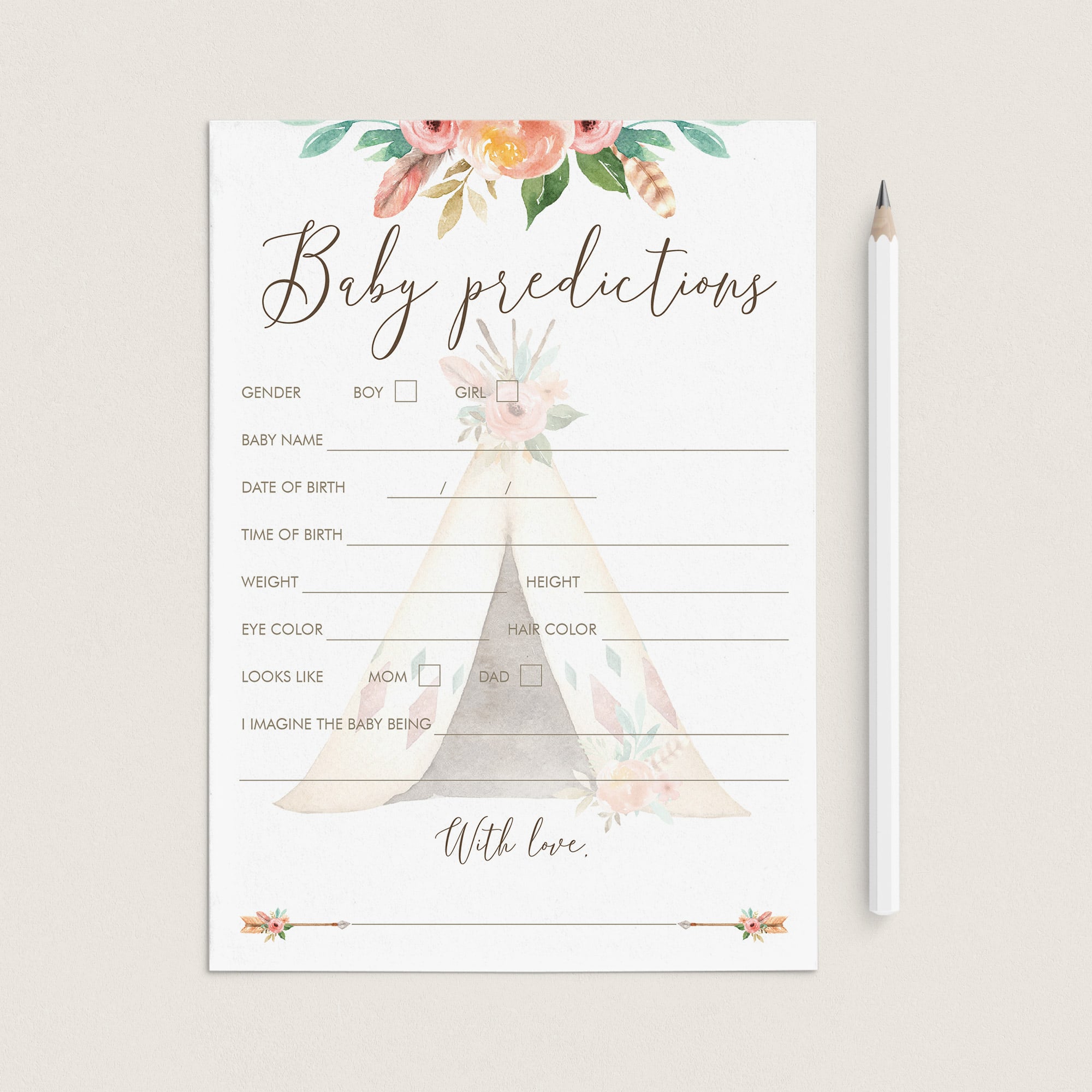 Baby Predictions Game for Tribal Theme Baby Shower by LittleSizzle