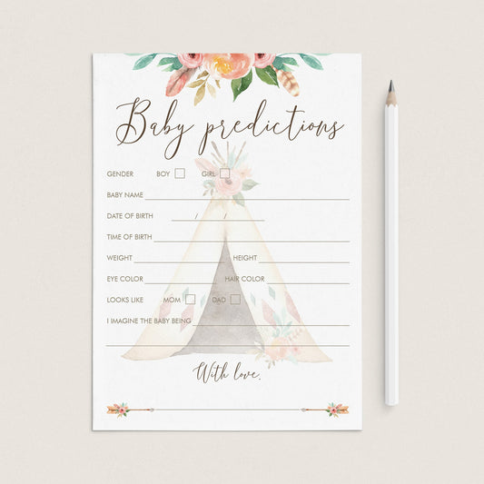 Baby Predictions Game for Tribal Theme Baby Shower by LittleSizzle