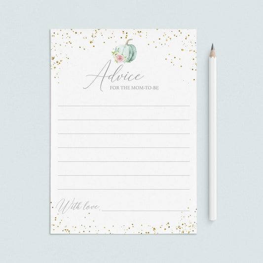 Floral Pumpkin Baby Shower Advice Cards by LittleSizzle