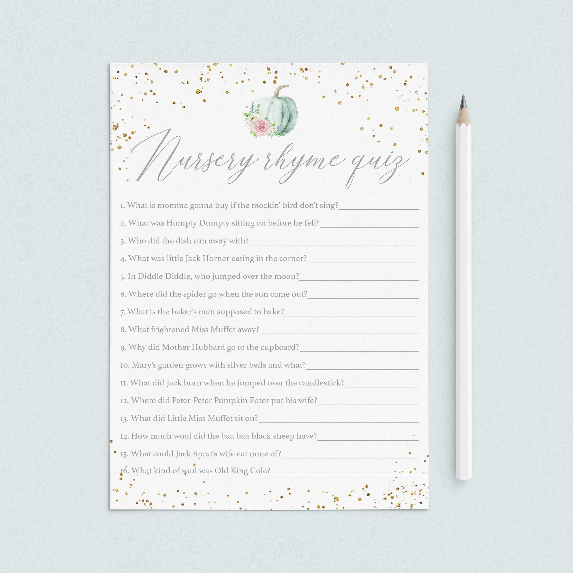 Fall BabyShower Nursery Rhymes Game Printable by LittleSizzle