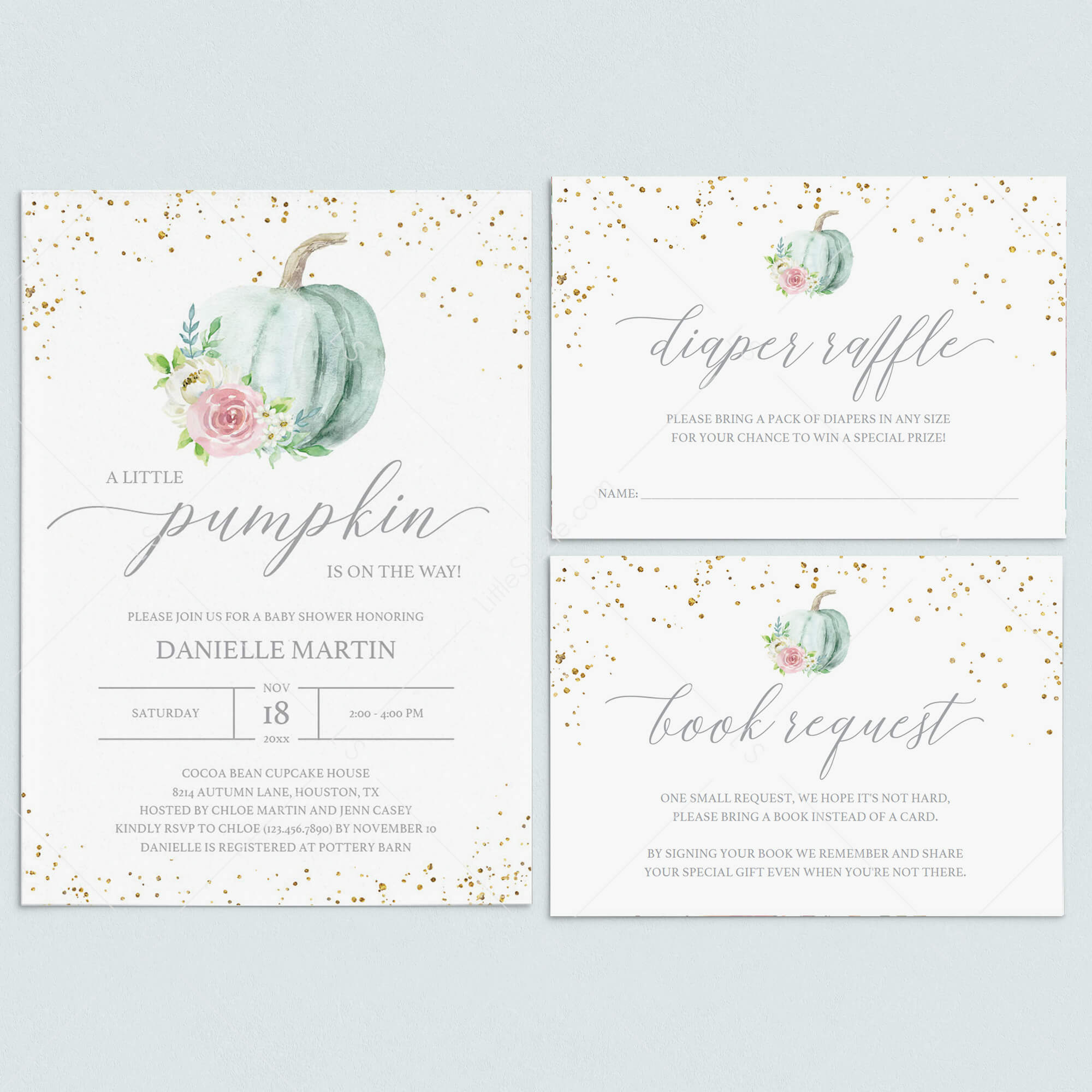 Floral Pumpkin Baby Shower Invitation Set by LittleSizzle