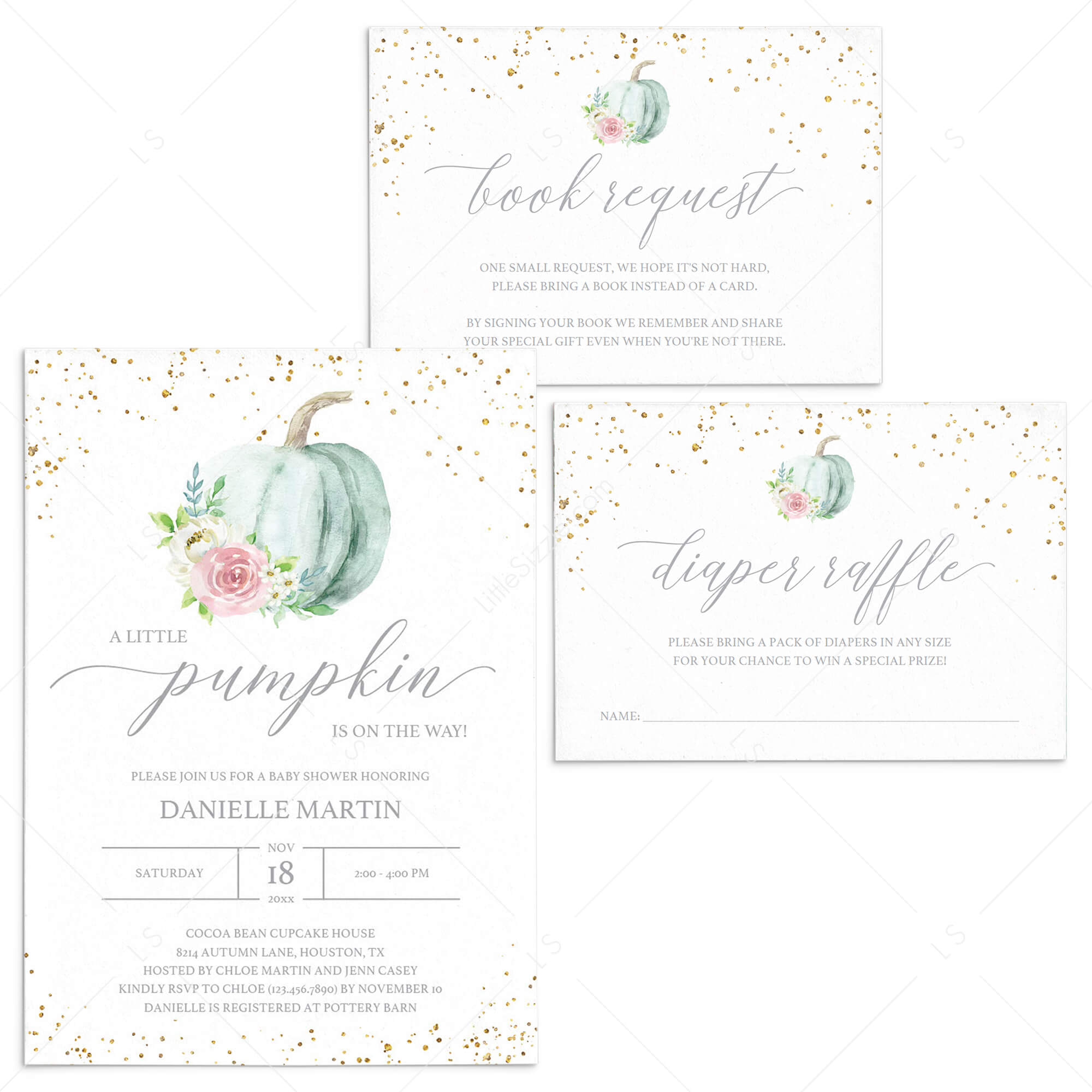 Floral Pumpkin Baby Shower Invitation Set by LittleSizzle
