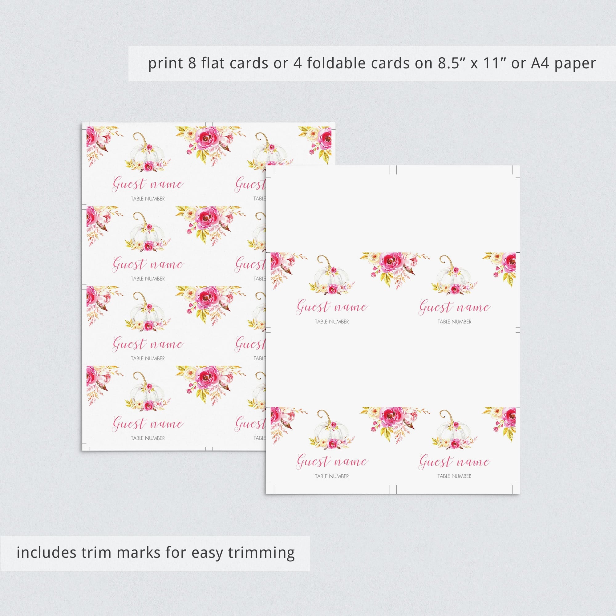 DIY pumpking place cards instant download by LittleSizzle