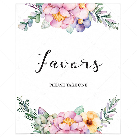 Printable floral shower favors please take one sign by LittleSizzle