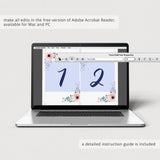 Floral Table Number Templates Instant Download