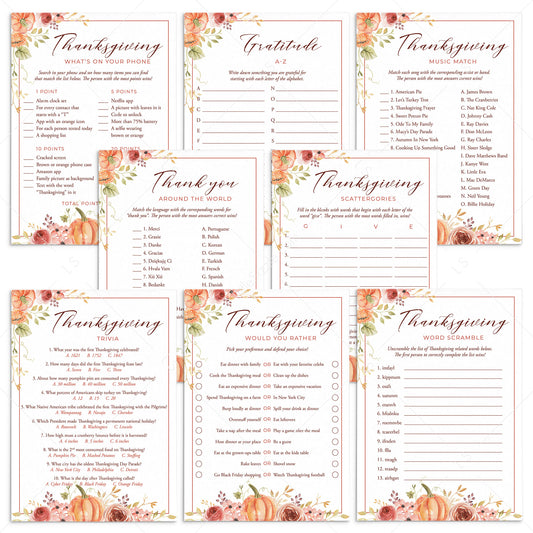 Floral Pumpkin Thanksgiving Games and Activities Printable by LittleSizzle