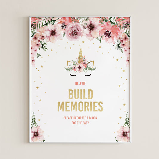 Floral unicorn baby shower games decorate a block by LittleSizzle