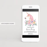 Baby Shower Invitation for girl with a watercolor unicorn by LittleSizzle