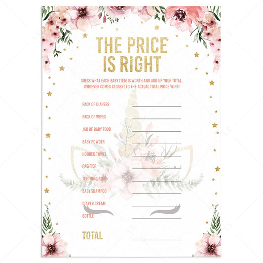 Unicorn babyshower games the price is right printable by LittleSizzle
