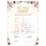 Unicorn babyshower games the price is right printable by LittleSizzle