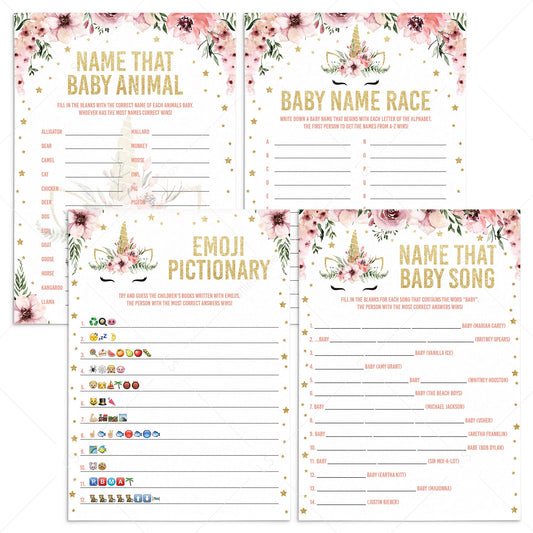 Pink and gold baby shower games printables by LittleSizzle