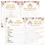 Pink and gold baby shower games printables by LittleSizzle
