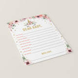 Printable Pink and Gold Unicorn Baby Shower Bundle