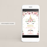 Unicorn birthday party invites DIY template by LittleSizzle