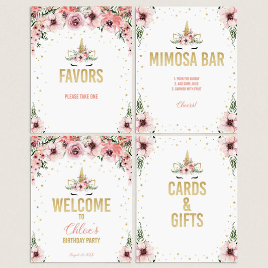Unicorn Birthday Decorations Package Printable by LittleSizzle