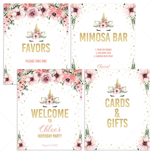 Unicorn Birthday Decorations Package Printable by LittleSizzle