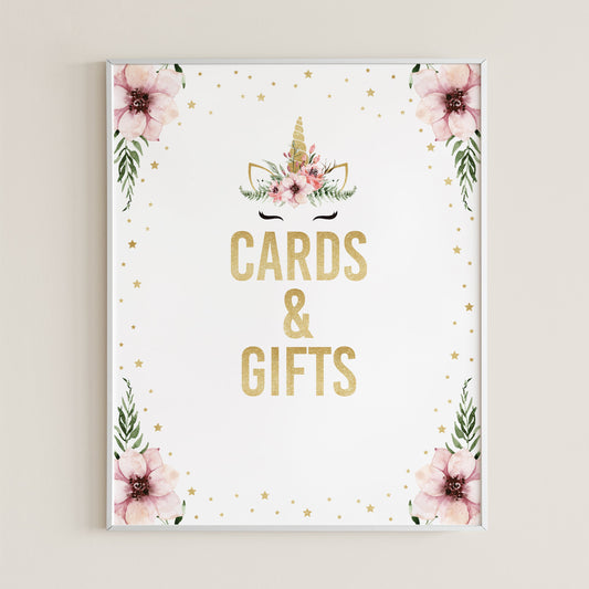 Pink floral table signs for cards and gifts printable by LittleSizzle