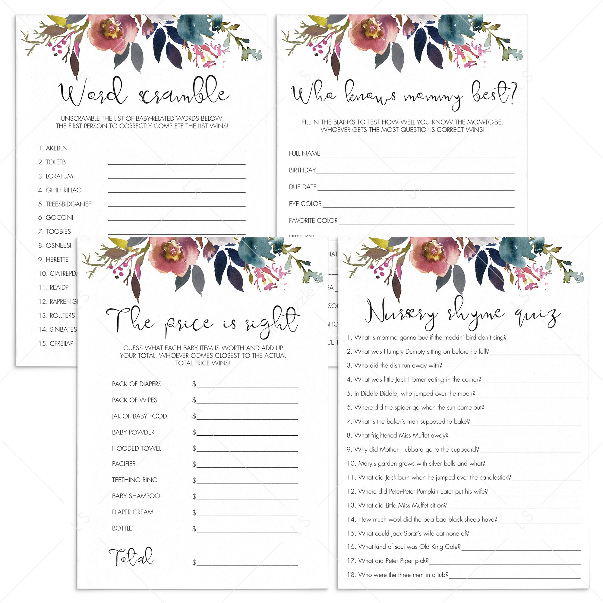 Boho themed baby shower games printable by LittleSizzle