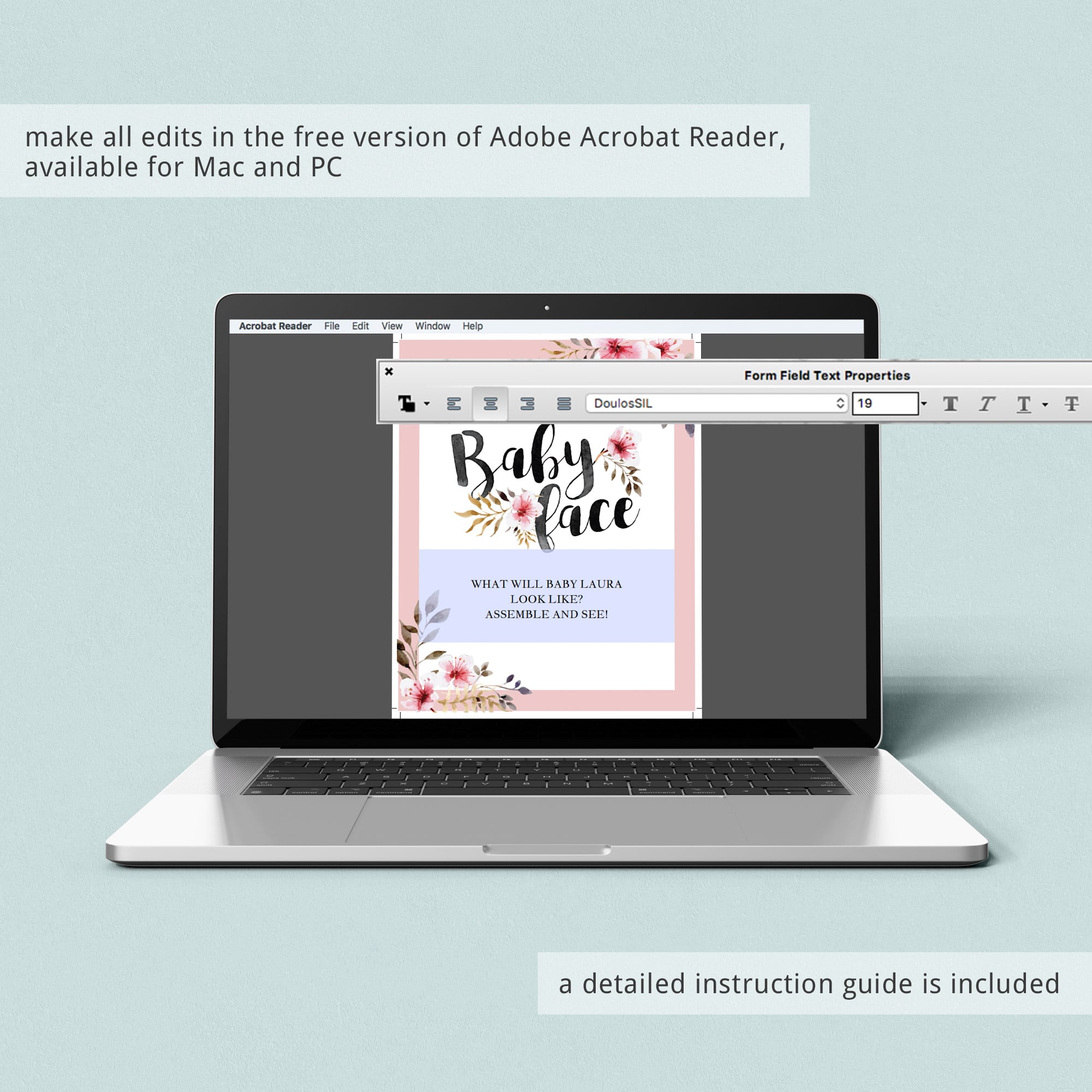 Pink floral baby shower game match the baby face printable sign by LittleSizzle