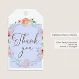 Floral Thank You Favor Tag Template Download