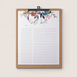 Printable gift list for floral shower by LittleSizzle
