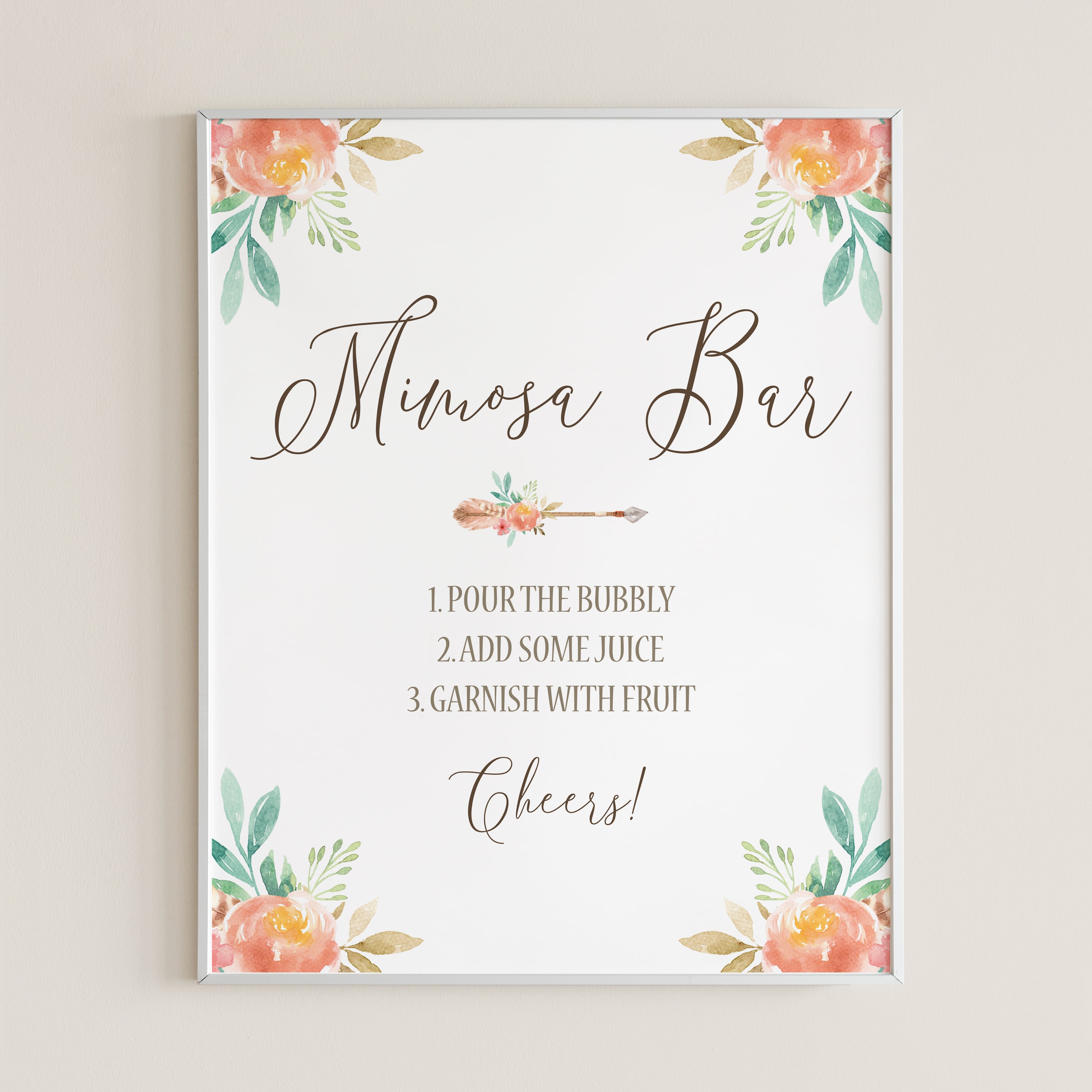 Pink Floral Mimosa Bar Sign Download by LittleSizzle