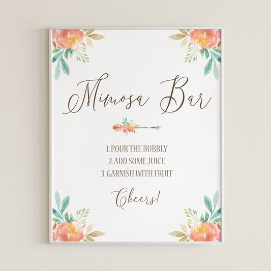 Pink Floral Mimosa Bar Sign Download by LittleSizzle