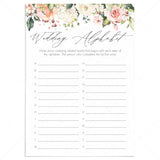 Classy Wedding Alphabet Game Printable by LittleSizzle