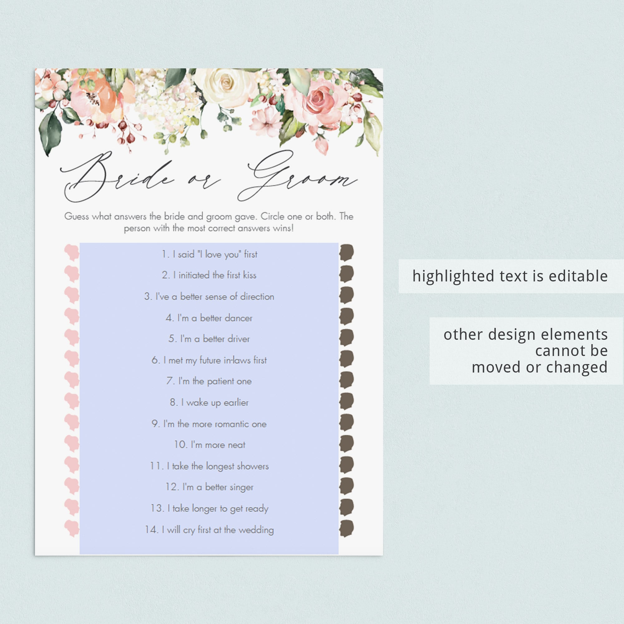 unique bridalshower who said what game instant download