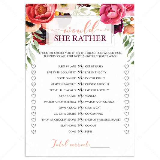 floral would she rather game for wedding showers by LittleSizzle