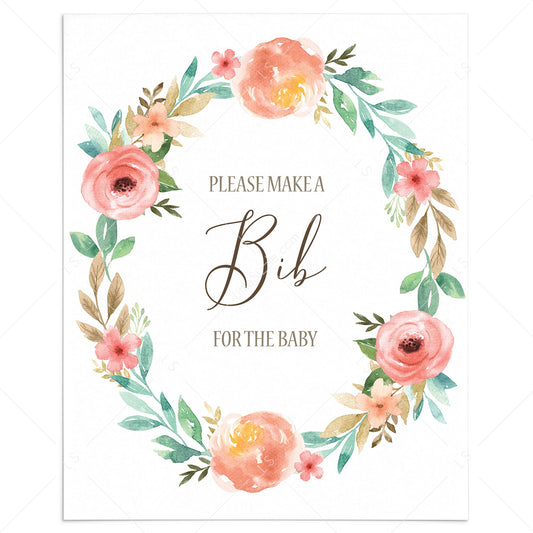 Girl Baby Shower Bib Decorating Station Sign by LittleSizzle