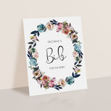 Bib decorating station sign for floral baby shower party by LittleSizzle