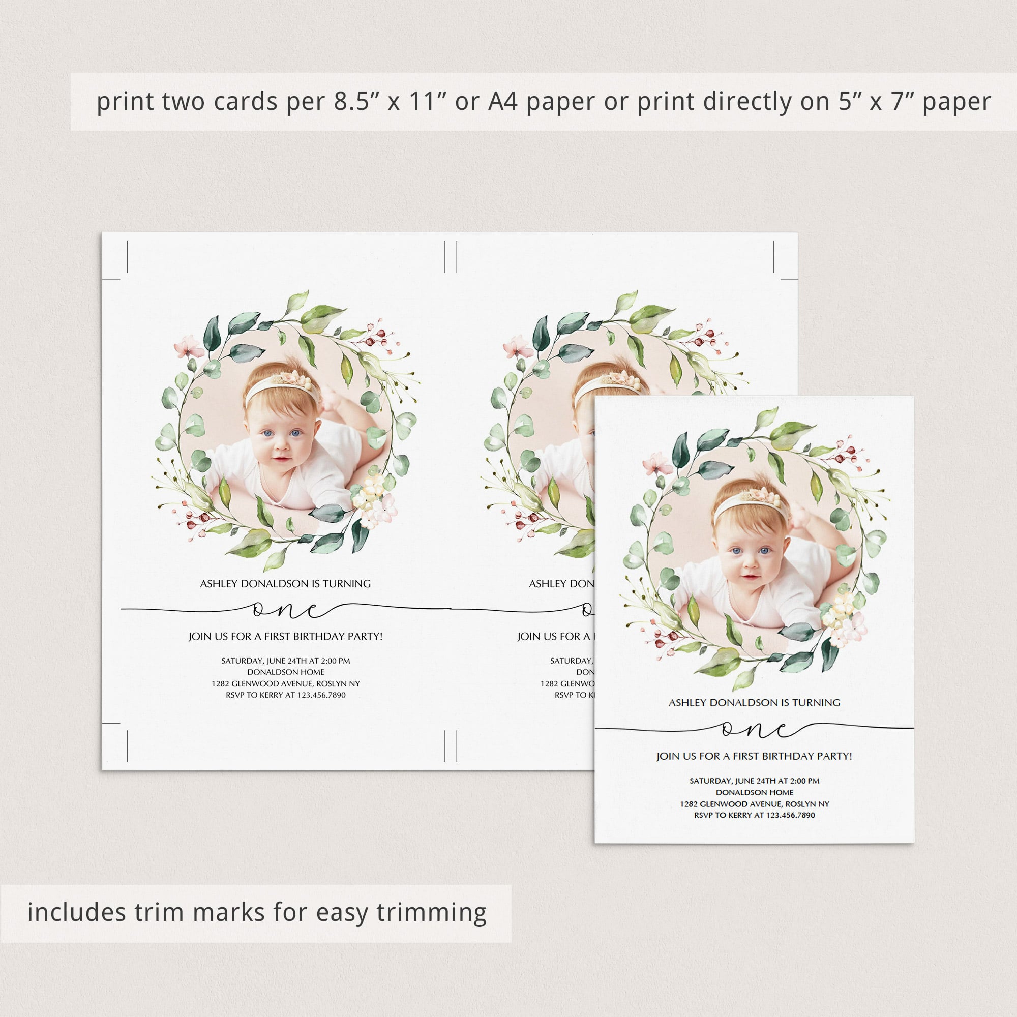 DIY photo birthday invitations one by LittleSizzle