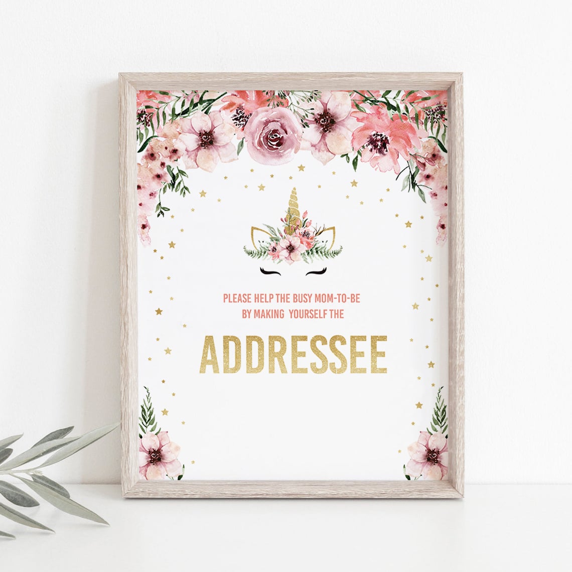 Floral unicorn baby shower decorations PDF files by LittleSizzle