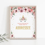 Floral unicorn baby shower decorations PDF files by LittleSizzle