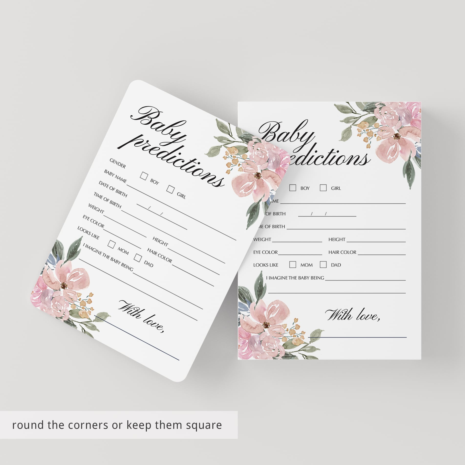 Blush baby shower pink florals predictions by LittleSizzle