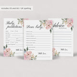 Whimsical Baby Shower Games Pack Pink and Green