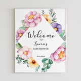 Editable Welcome Sign with Floral Wreath