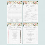 Watercolor floral bridal shower games package by LittleSizzle