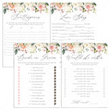 Watercolor floral bridal shower games package by LittleSizzle