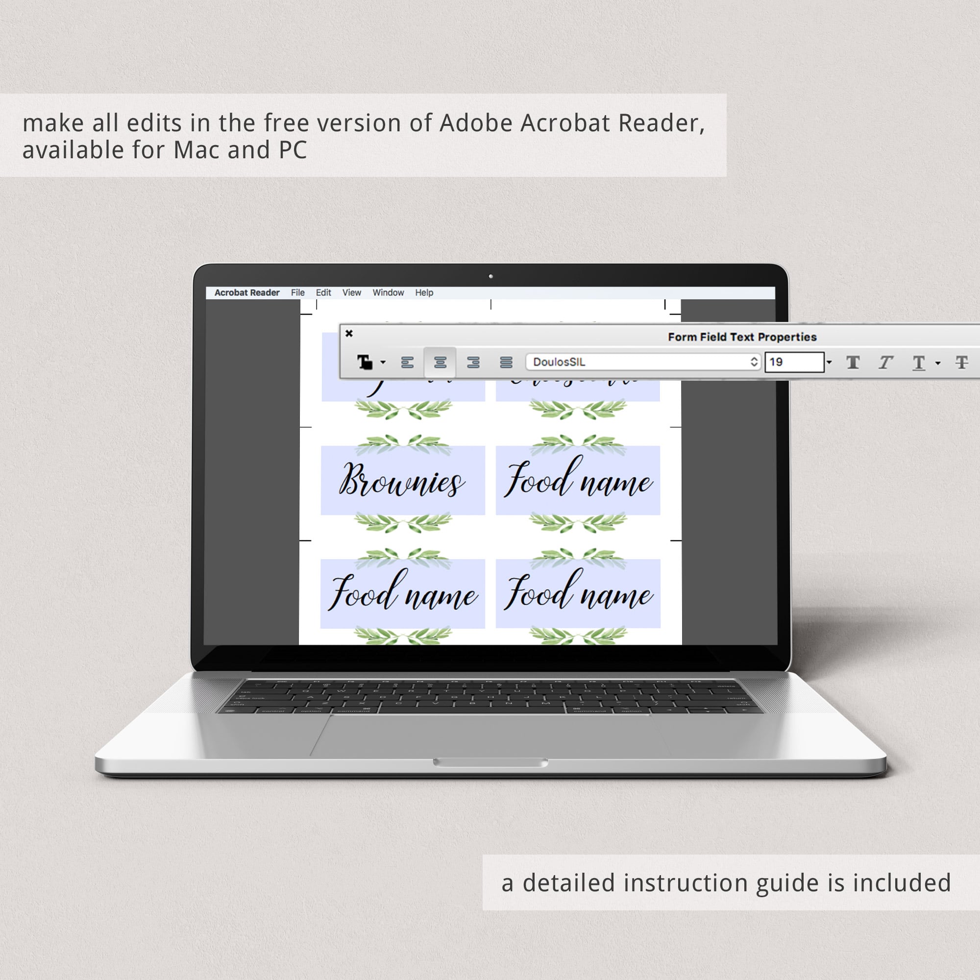 Blank food tent cards for green baby shower by LittleSizzle