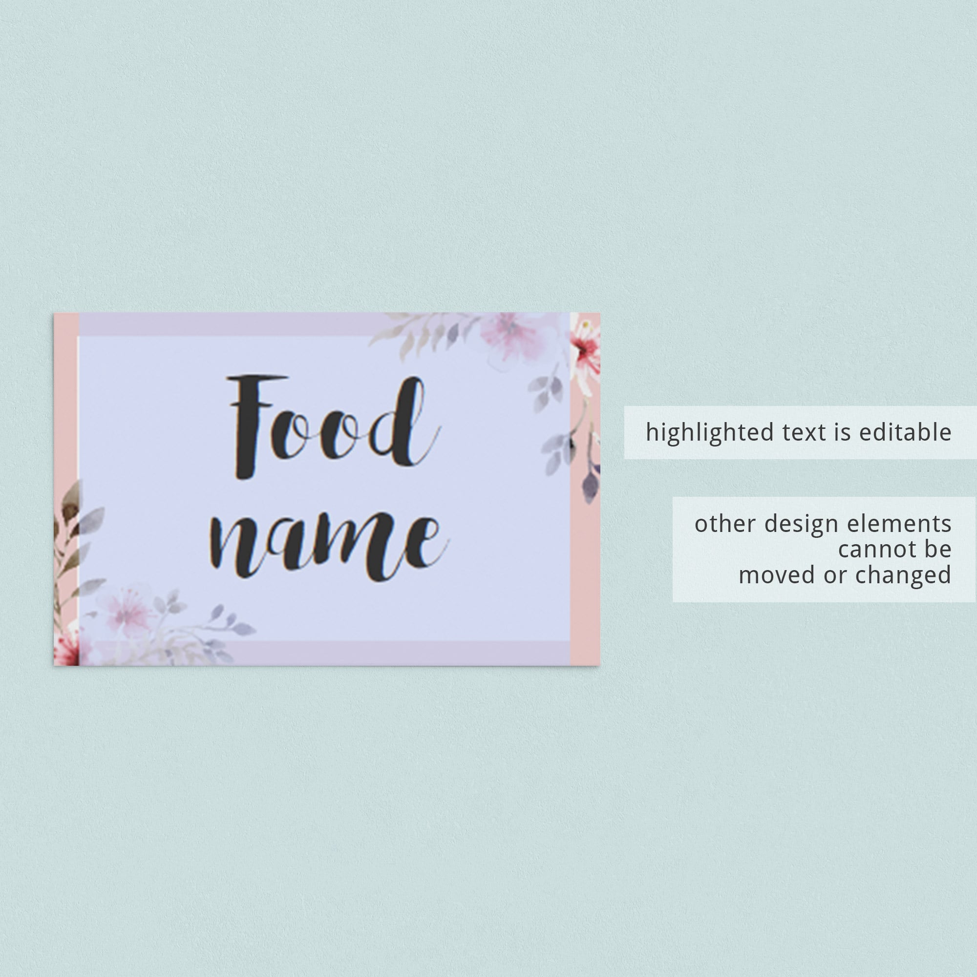 Editable food labels for girl baby shower party by LittleSizzle